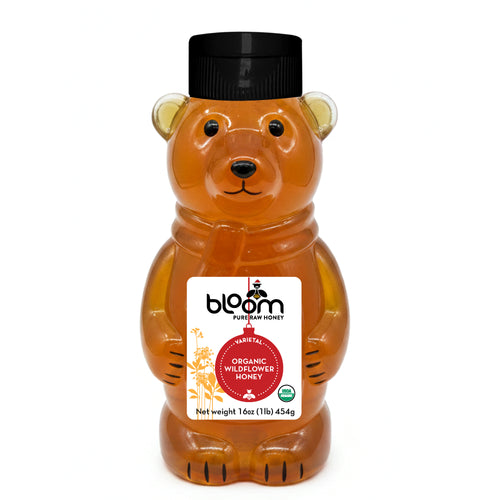Organic Wildflower Honey 16oz - Polar Bear Squeeze Bottle
