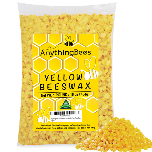 Anythingbees Organic Yellow Handmade Beeswax Pellets - 1lb