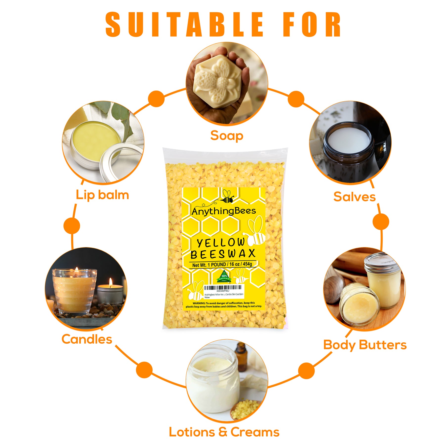 Bulk Organic Yellow Beeswax Beads - Edible & Ethically Sourced
